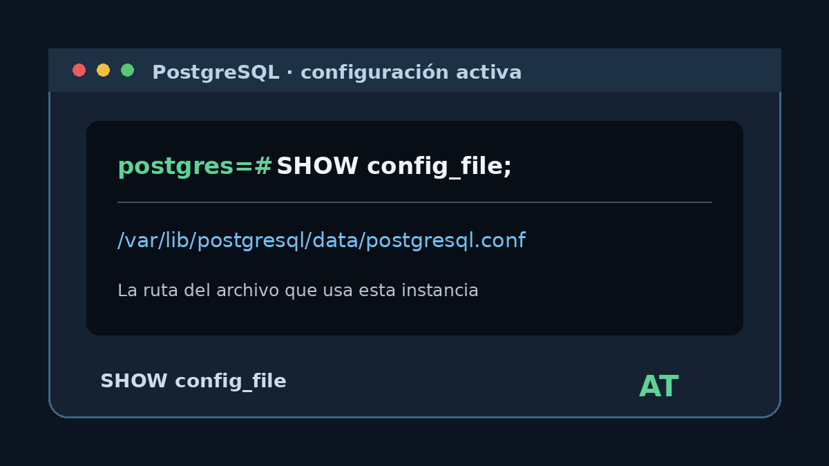 Ver el archivo de configuración de PostgreSQL con SHOW config_file